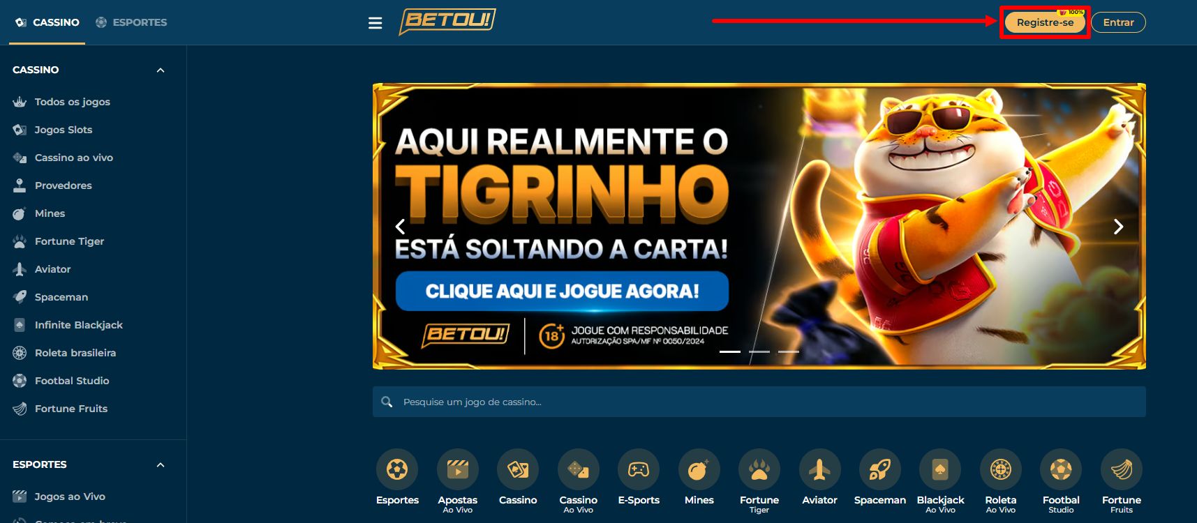 betou cadastro passo 1
