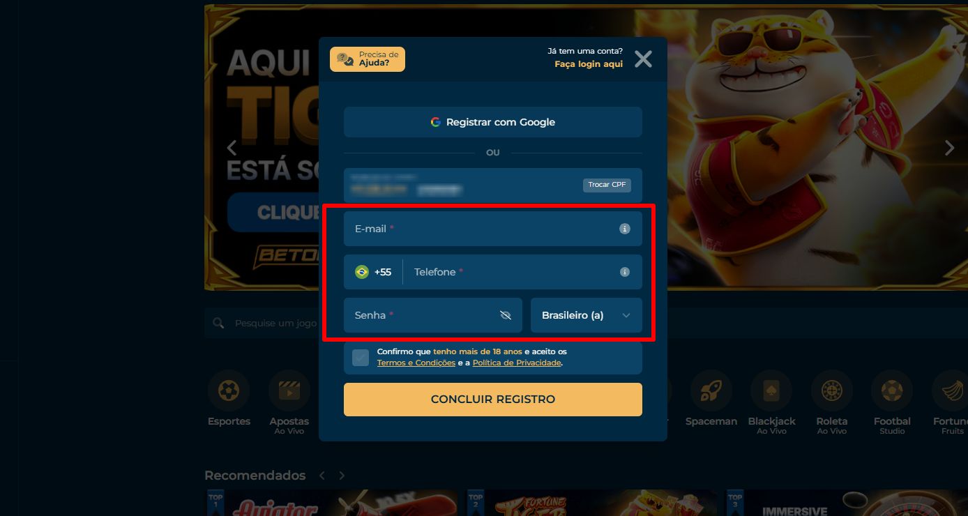 betou cadastro passo 3