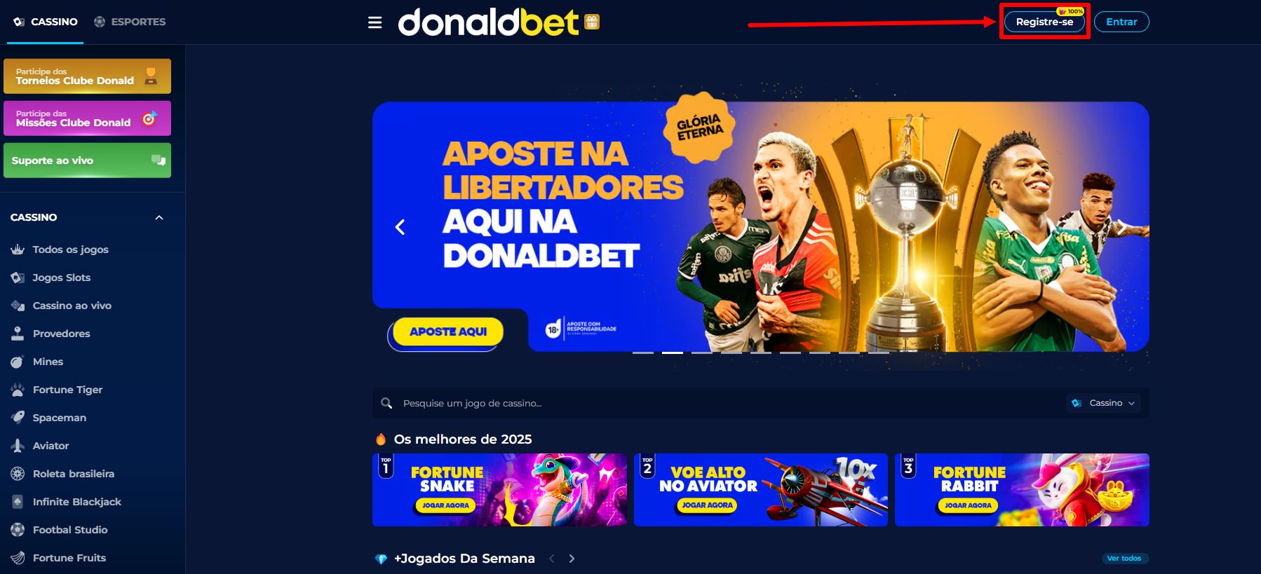 donaldbet cadastro passo 1