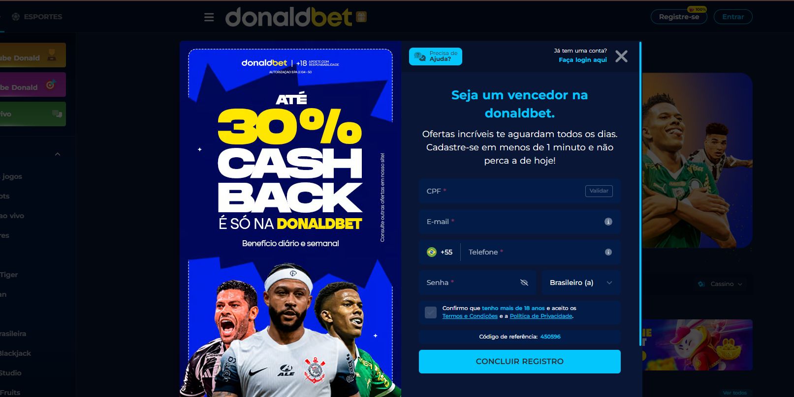donaldbet cadastro passo 2