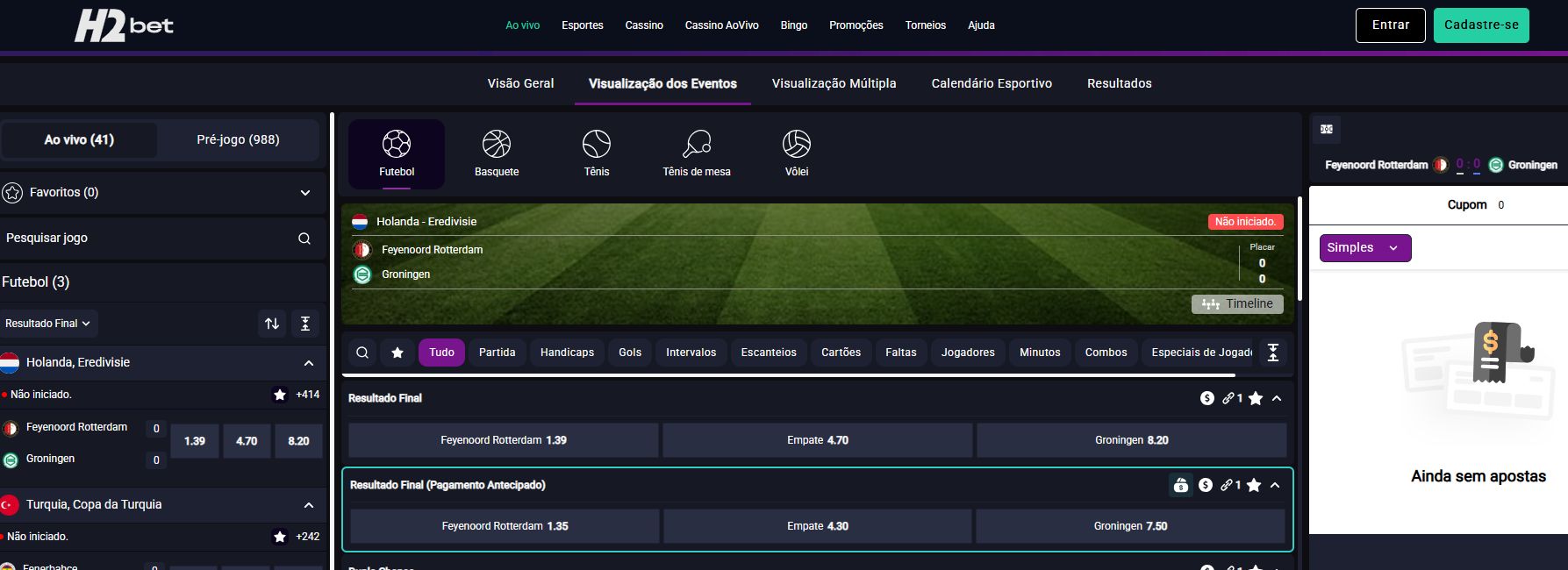 h2bet ao vivo