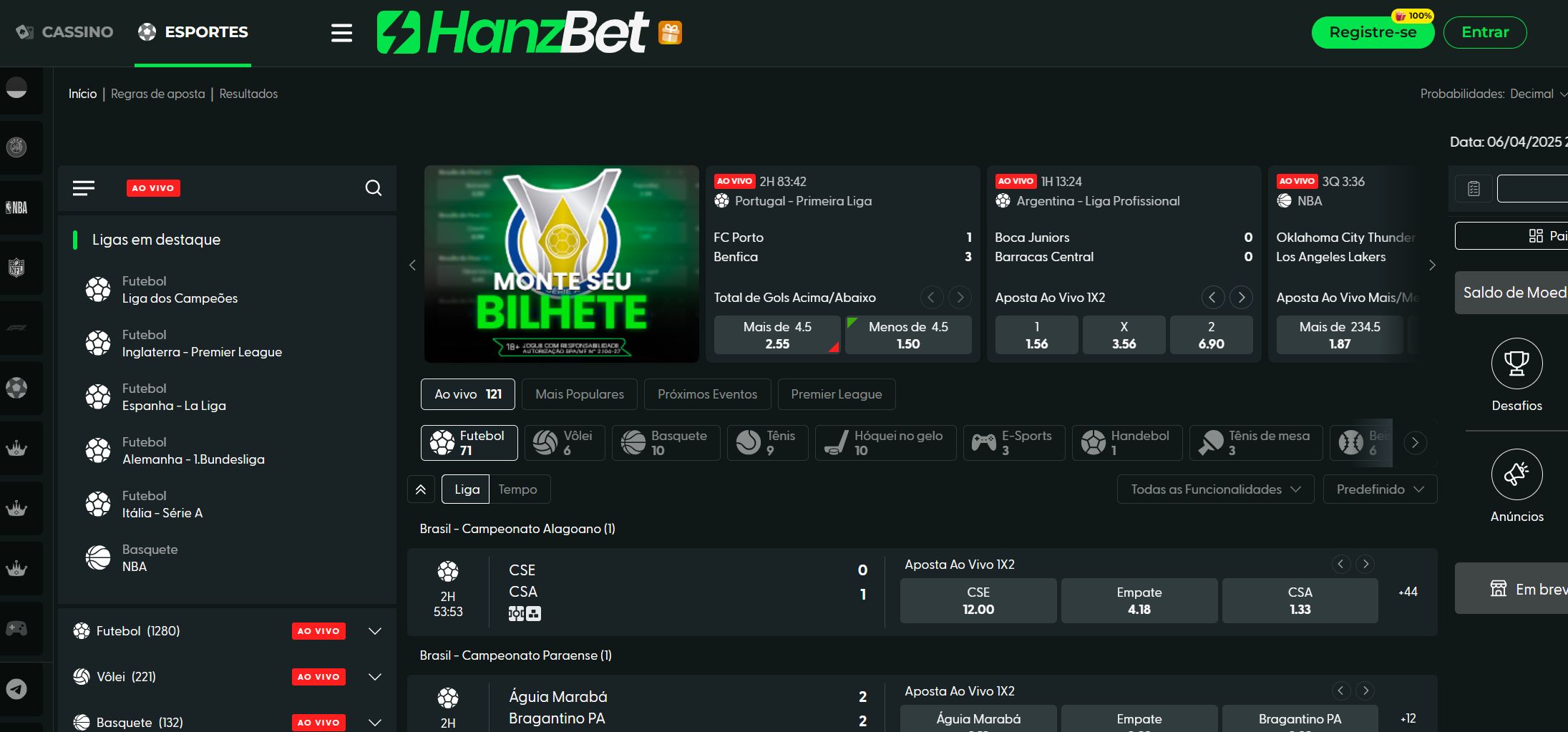 hanzbet ao vivo