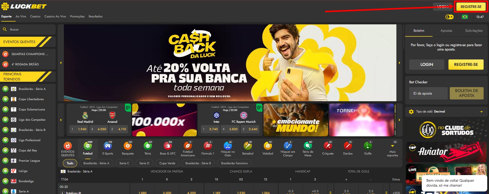 luck bet cadastro passo 1