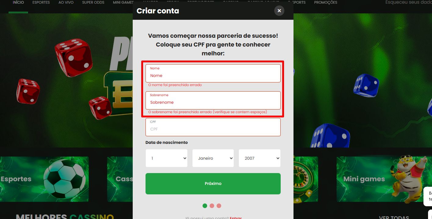 tivobet cadastro passo 4