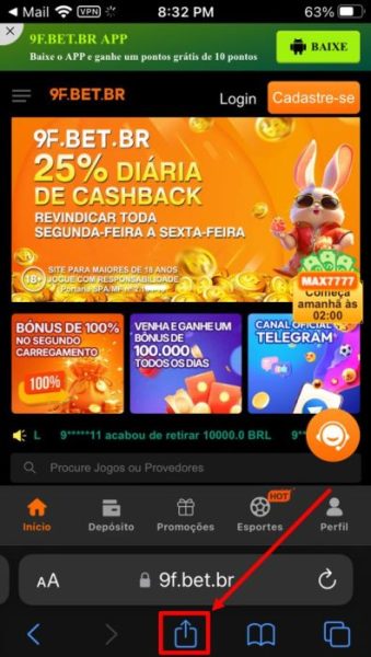 9Fbet ios passo 2