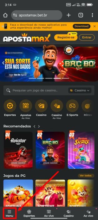 ApostaMax baixar android passo 2