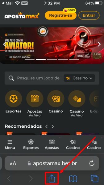 ApostaMax baixar iOS passo 2