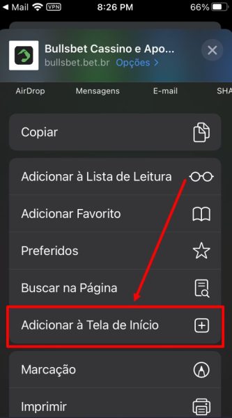 Bullsbet ios passo 3