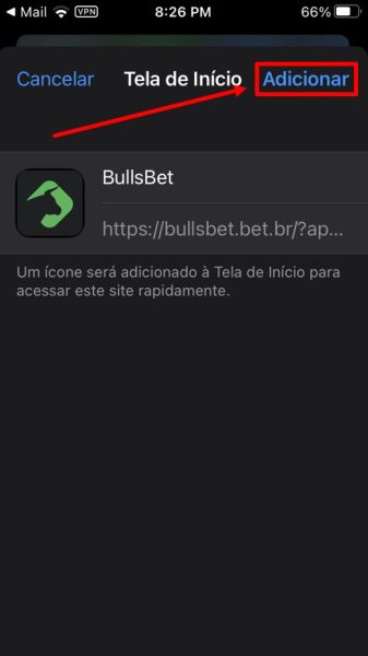 Bullsbet ios passo 4