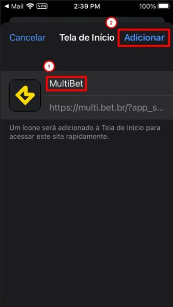 Multibet baixar iOS passo 5