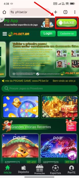 P9 games baixar android passo 3