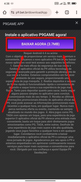 P9 games baixar android passo 4