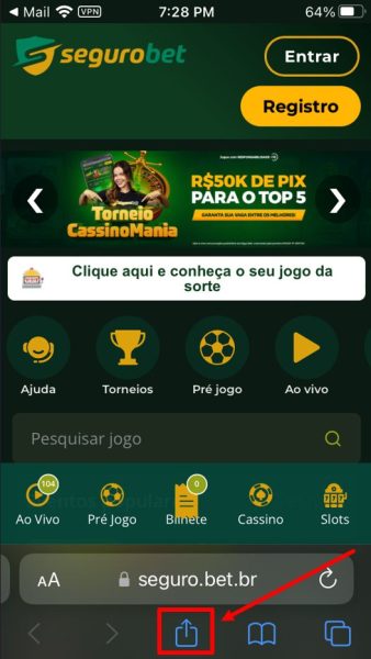 SeguroBet baixar iOS passo 2