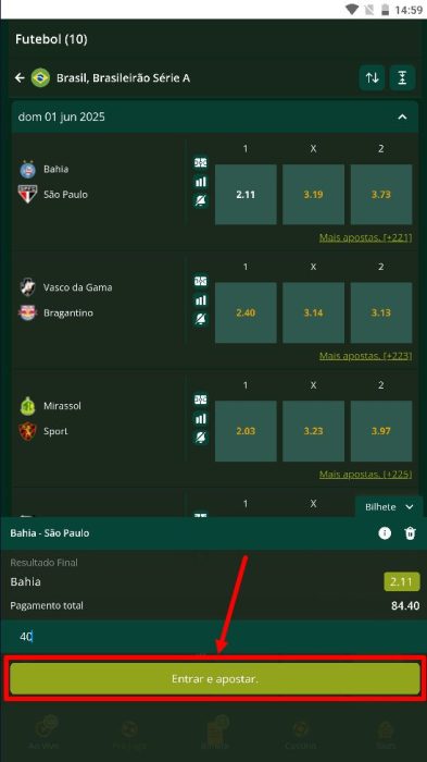 Segurobet apostar android passo 4