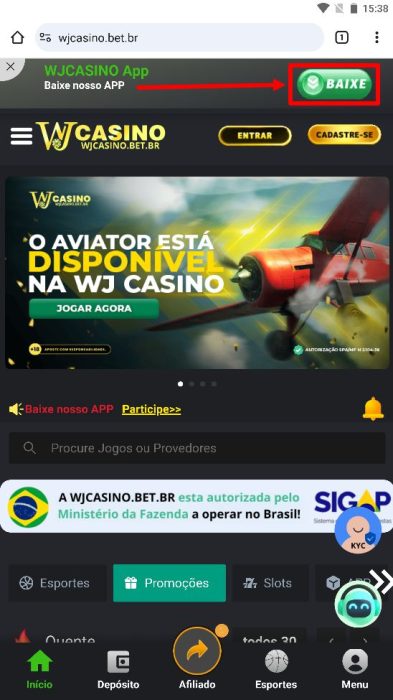 WJCasino baixar passo 1
