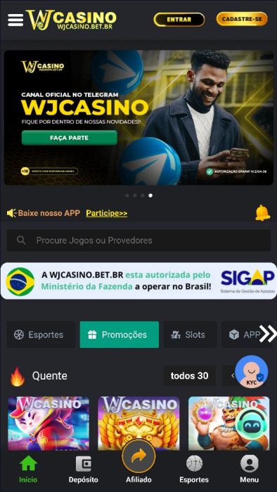 WJCasino cadastro passo 1