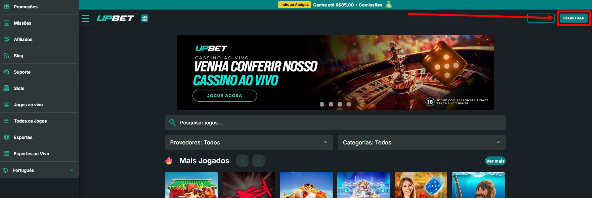 upbet cadastro passo 1