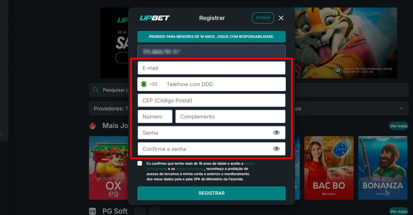 upbet cadastro passo 2