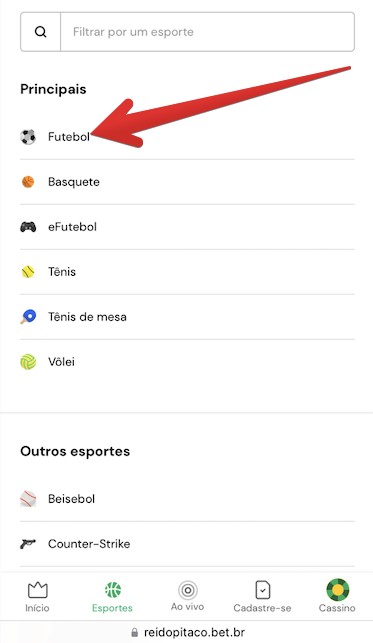 Acesse a seção de Esportes