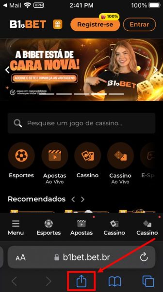 B1bet baixar iOS passo 3
