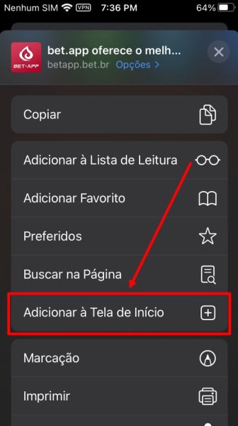 Bet app baixar iOS passo 3