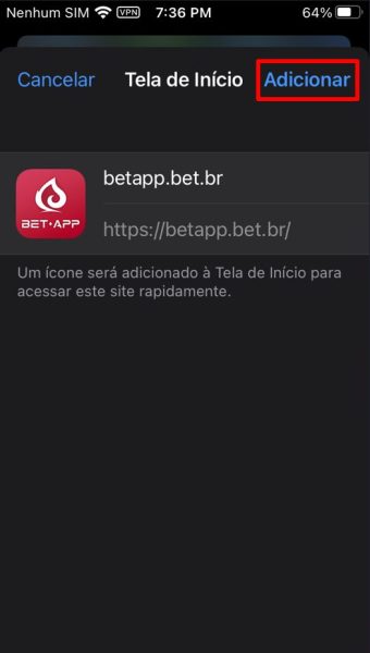 Bet app baixar iOS passo 4