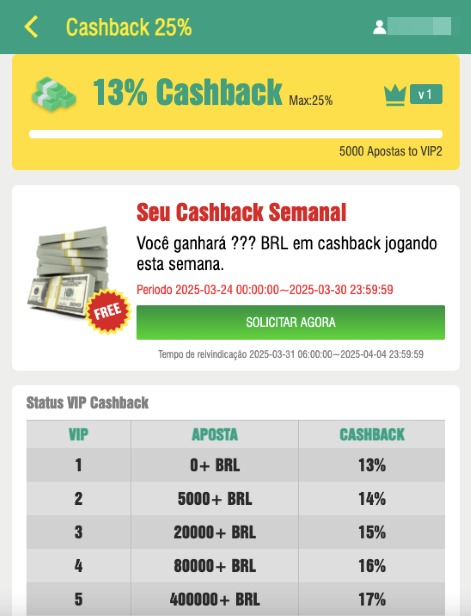 Cashback semanal
