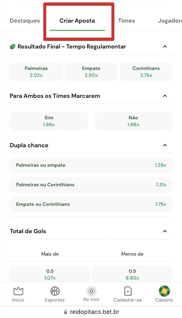 Criar Aposta