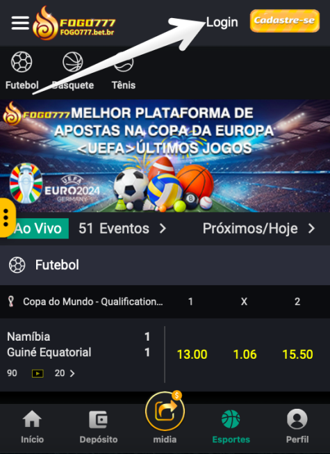 Inicie o aplicativo da Fogo777