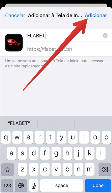 Na tela seguinte, confirme tocando em Adicionar