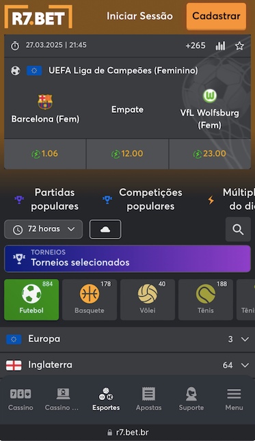 Página de apostas esportivas