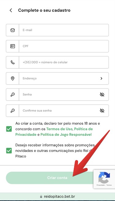 Preencha o formulário com seu e-mail