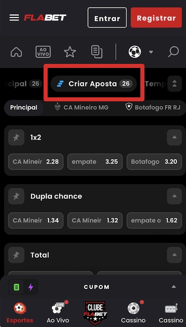 Recurso Criar Aposta