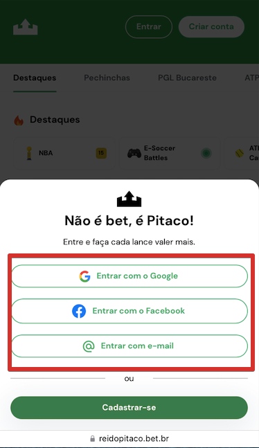 Selecione uma das três opções Google