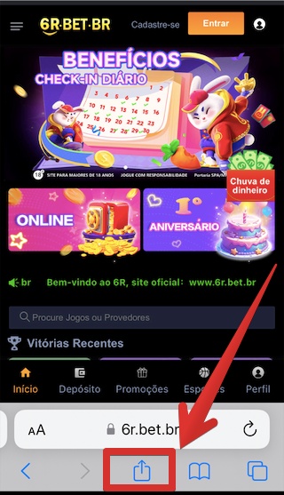 Toque no botão de compartilhamento