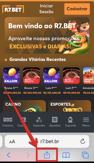 Toque no ícone de Compartilhar