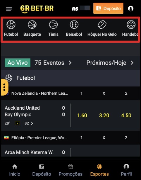 selecione sua modalidade esportiva preferida