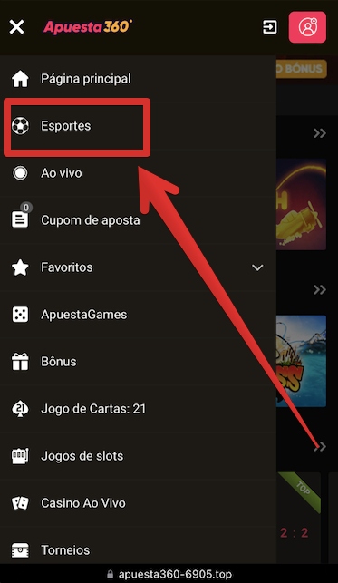 Acesse a aba “Esportes”