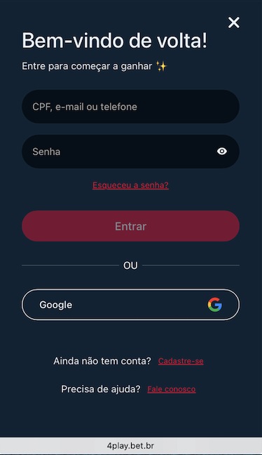 Acesso à conta 4PLAY