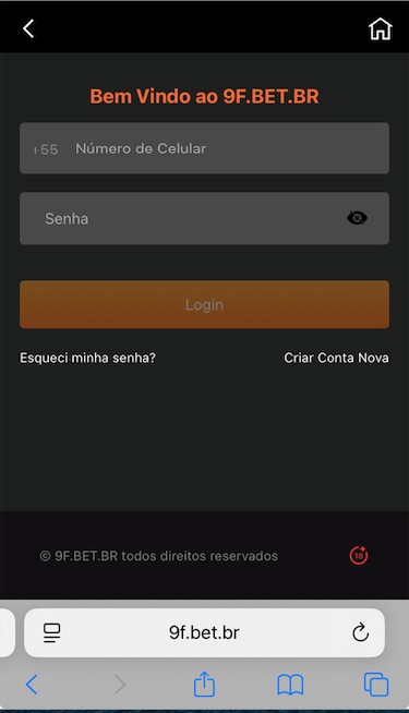 Acesso à conta 9f Game