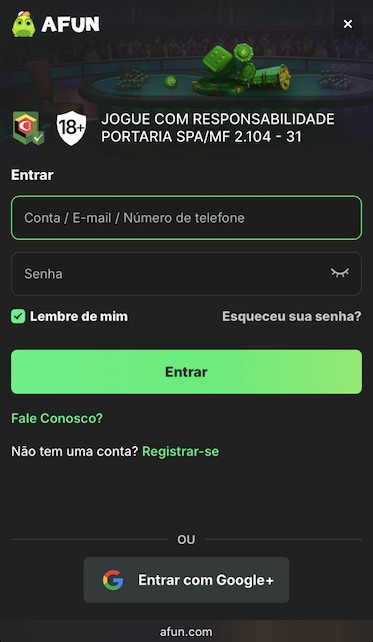 Acesso à conta Afun