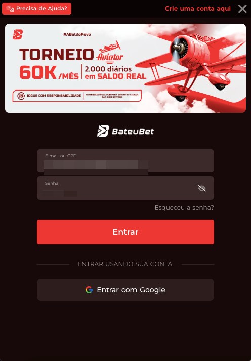 Acesso à conta Bateubet