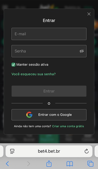Acesso à conta Bet 4