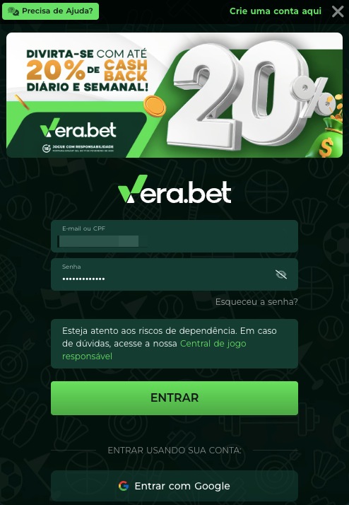 Acesso à conta Betvera