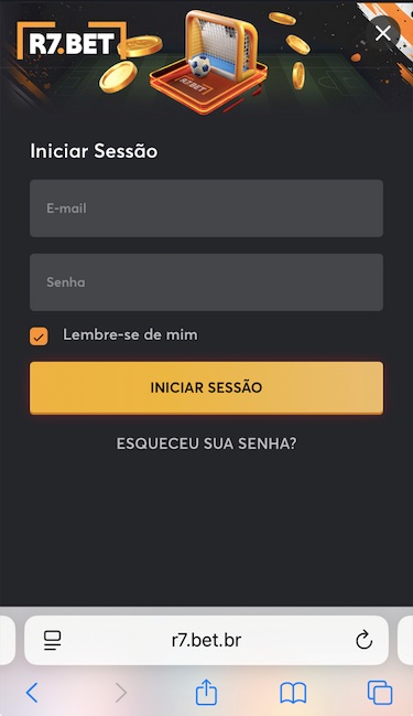 Acesso à conta R7 Bet