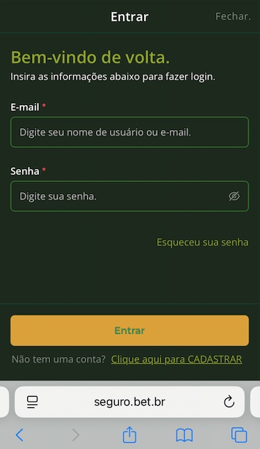 Acesso à conta SeguroBet