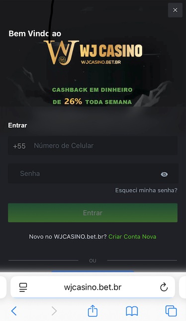 Acesso à conta WJ Casino