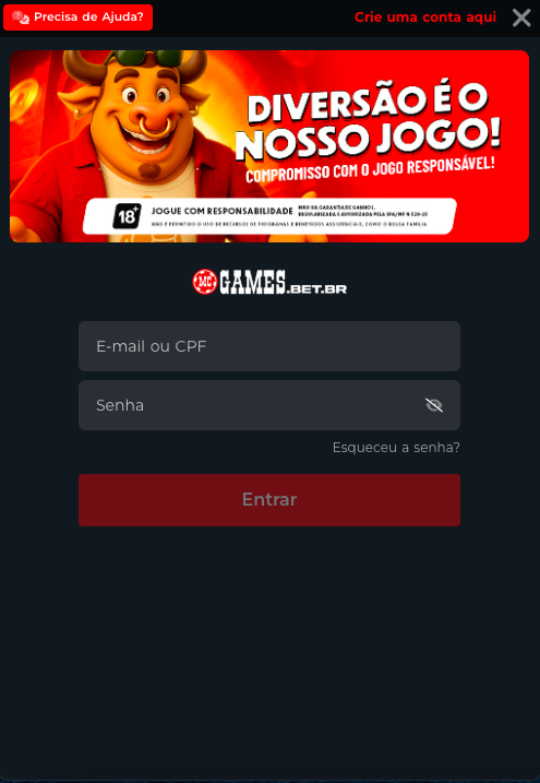 Acesso à conta da MC Games