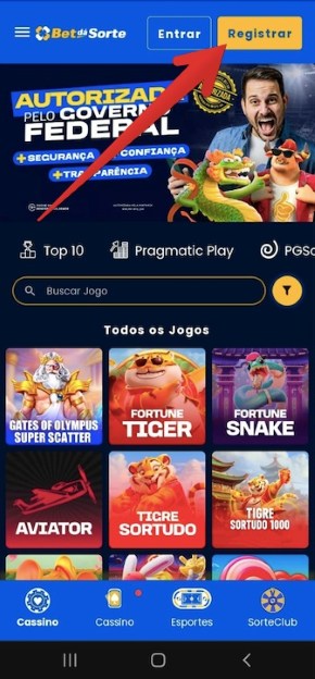 Bet da Sorte Cadastro e login via aplicativo passo 1