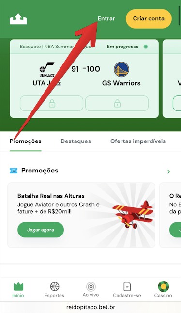 Botão ”Entrar”